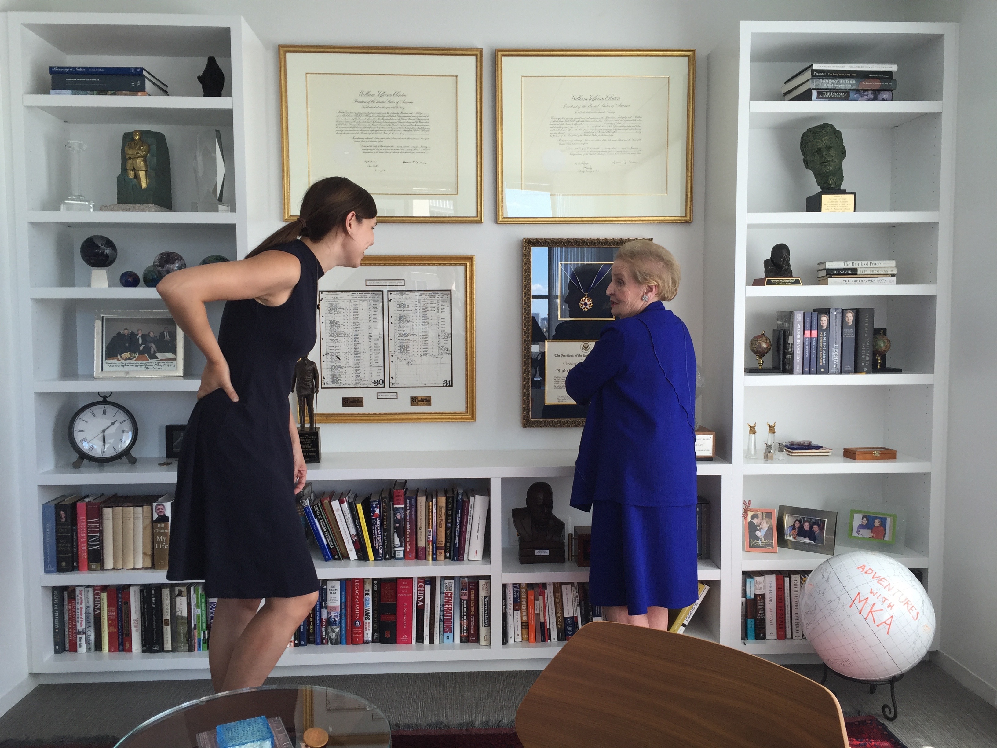UNC Hussman graduate Spencer Bakalar ’13 with former U.S. Secretary of State Madeleine Albright