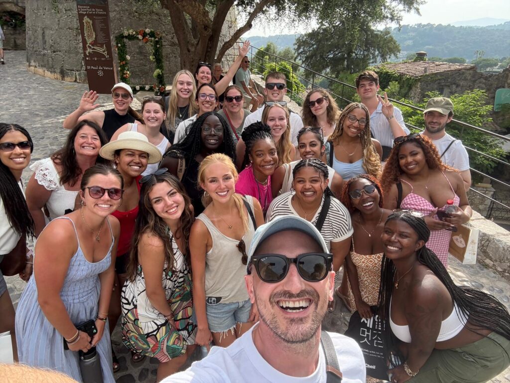 a group selfie in Cannes, France